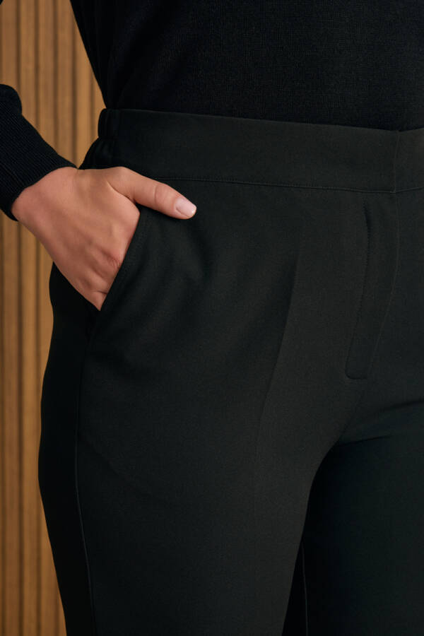 Siyah Beli Lastikli Dokuma Pantolon - 5