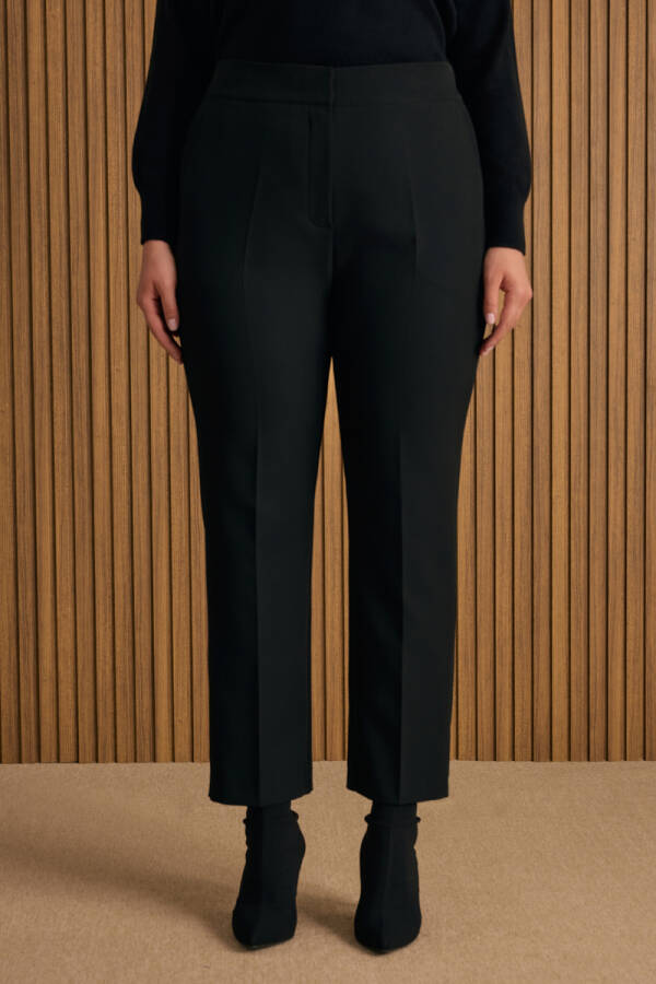 Siyah Beli Lastikli Dokuma Pantolon - 2