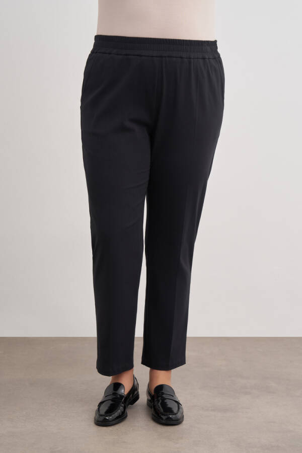 Siyah Beli Lastikli Dokuma Pantolon - Aker (1)