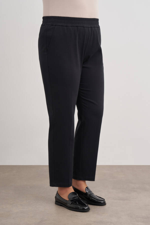 Siyah Beli Lastikli Dokuma Pantolon - 3