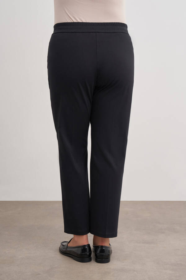 Siyah Beli Lastikli Dokuma Pantolon - 5