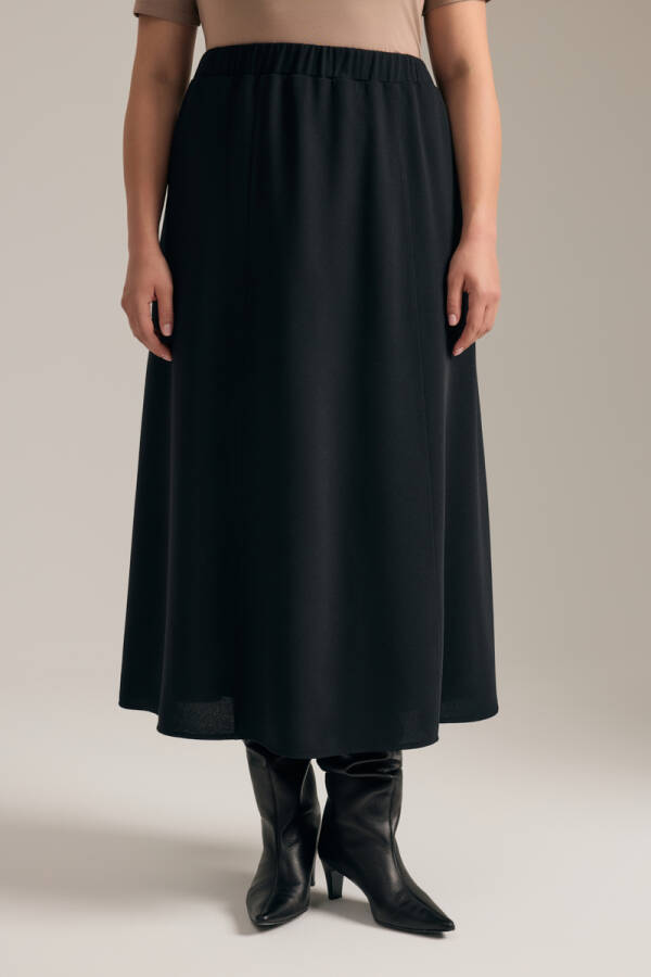 Siyah Beli Lastikli Evaze Etek - Aker (1)