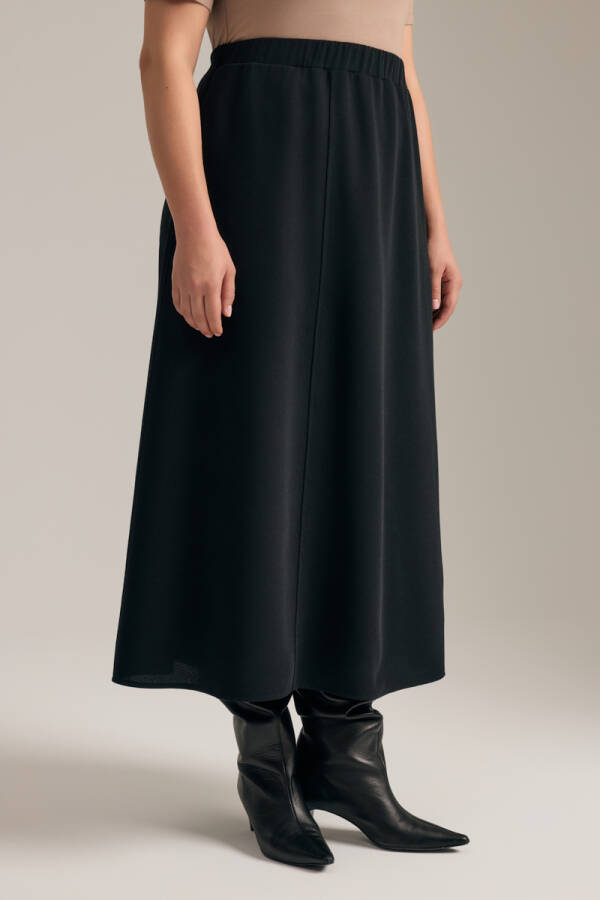 Siyah Beli Lastikli Evaze Etek - 3