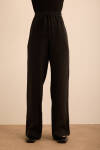 Siyah Beli Lastikli Keten Pantolon - 2