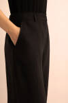 Siyah Beli Lastikli Keten Pantolon - 6