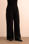 Siyah Beli Lastikli Keten Tencel Pantolon - 5