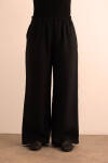 Siyah Beli Lastikli Keten Tencel Pantolon - 3