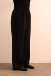 Siyah Beli Lastikli Keten Tencel Pantolon - 6
