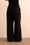 Siyah Beli Lastikli Keten Tencel Pantolon - 7