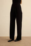 Siyah Beli Lastikli Krep Örme Pantolon - 3