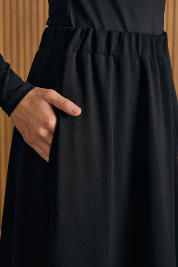 Siyah Beli Lastikli Örme Kloş Etek - 6