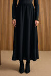Siyah Beli Lastikli Örme Kloş Etek - 4