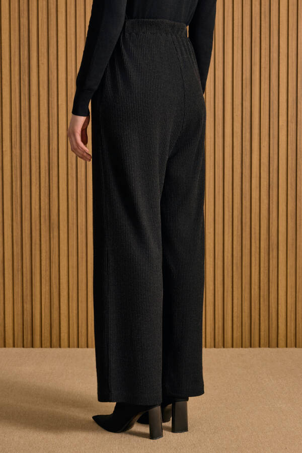 Siyah Beli Lastikli Örme Pantolon - 5