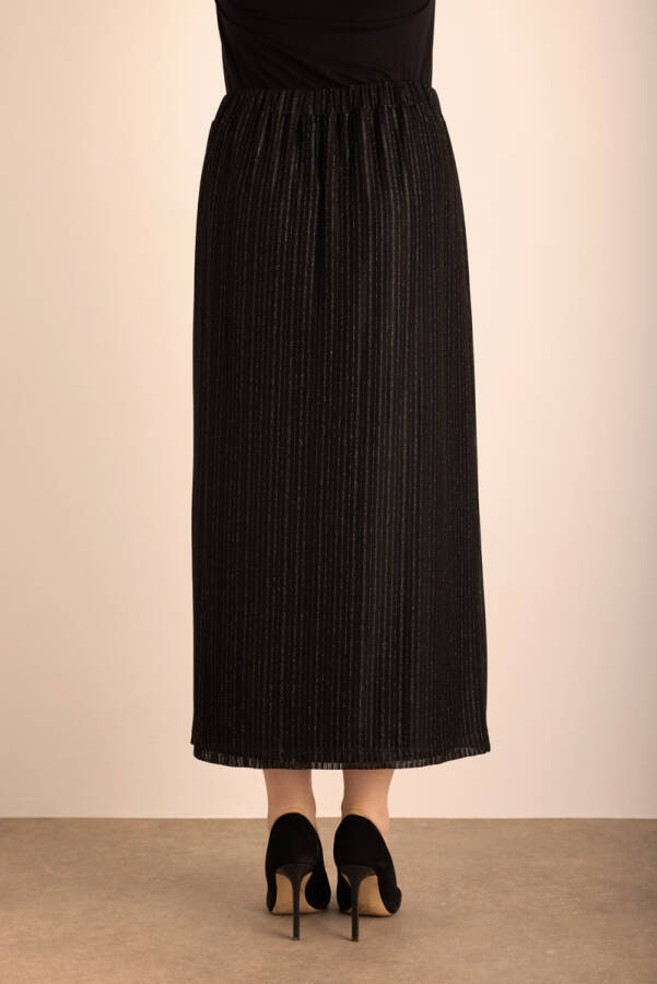 Siyah Beli Lastikli Örme Simli Tül Etek - 6