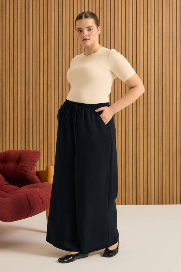 Siyah Beli Lastikli Pantolon Etek - 1