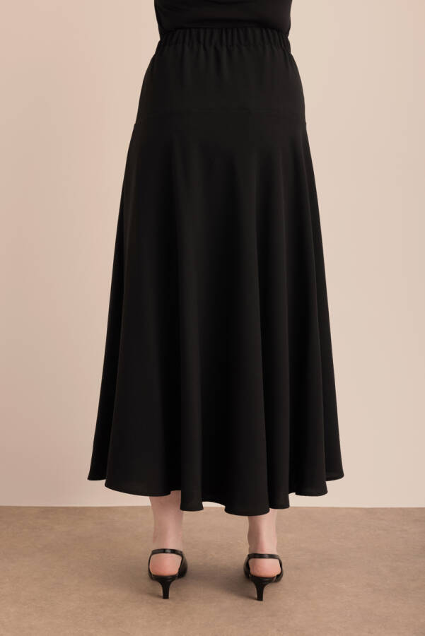 Siyah Beli Lastikli Robalı Dokuma Etek - 6