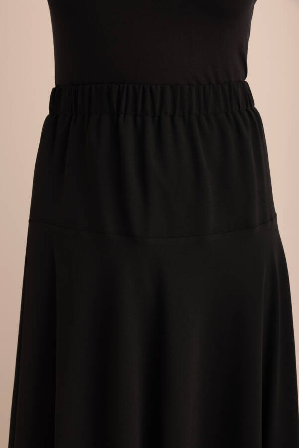 Siyah Beli Lastikli Robalı Dokuma Etek - 3