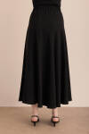 Siyah Beli Lastikli Robalı Dokuma Etek - 6