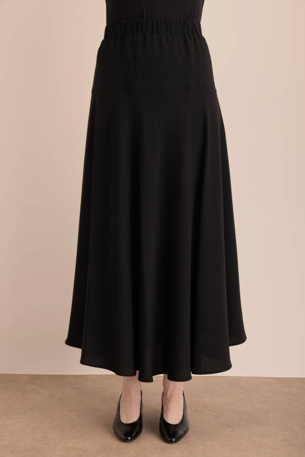 Siyah Beli Lastikli Robalı Dokuma Etek - Aker (1)