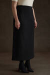 Siyah Beli Lastikli Viscon Örme Etek - 3