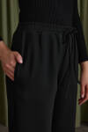 Siyah Beli Lastikli Viscon Örme Pantolon - 5
