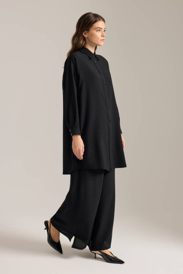 Siyah Beli Lastikli Viscon Pantolon Etek - 2