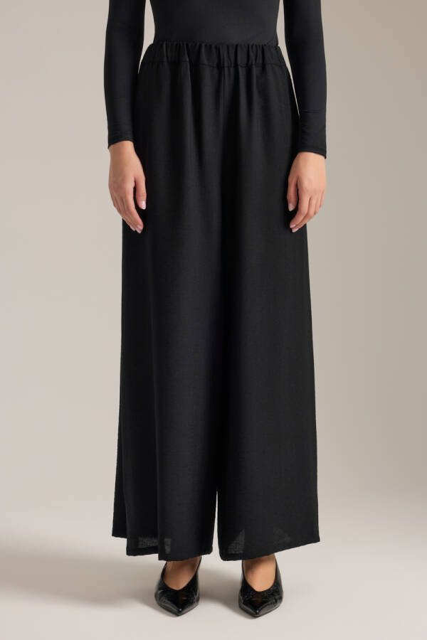 Siyah Beli Lastikli Viscon Pantolon Etek - 3