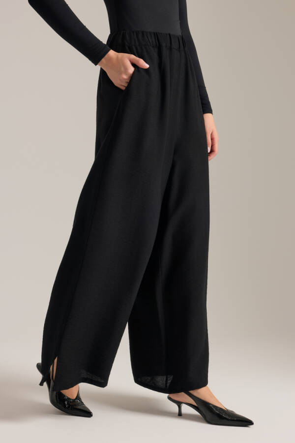 Siyah Beli Lastikli Viscon Pantolon Etek - 4