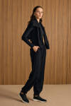 Siyah Beli ve Paçası Lastikli Viscon Örme Pantolon 
