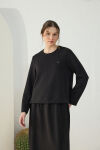 Siyah Bisiklet Yaka Örme Bluz - 4