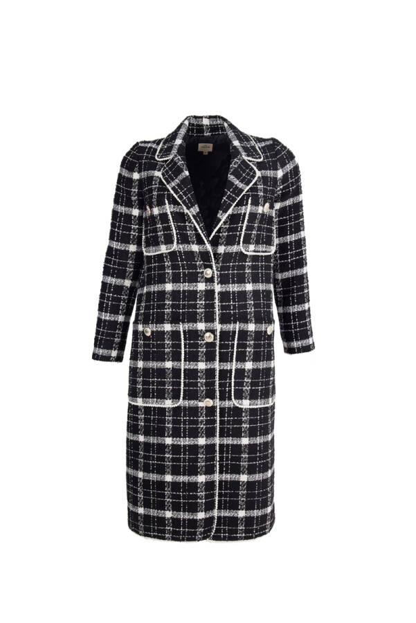 Siyah Biye Detaylı Ekose Kap - Aker