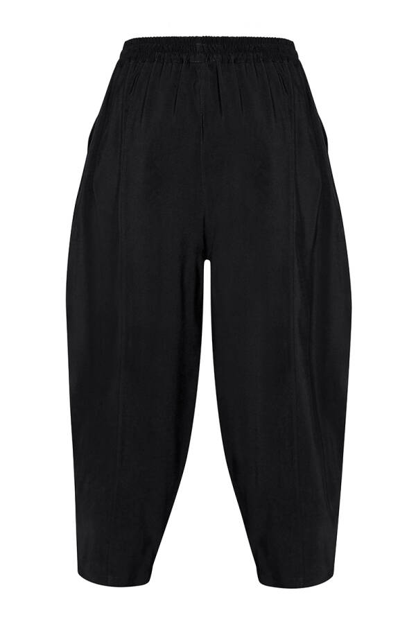 Siyah Bol Kesim Beli Lastikli Pantolon - 3
