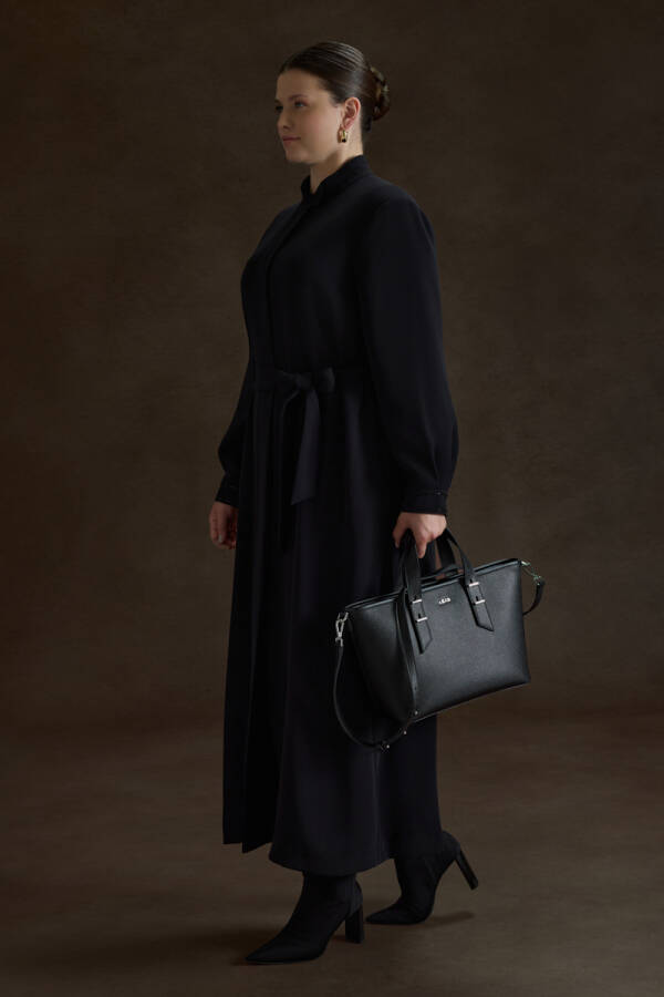 Siyah Boncuk İşleme Detaylı Ferace - Aker (1)