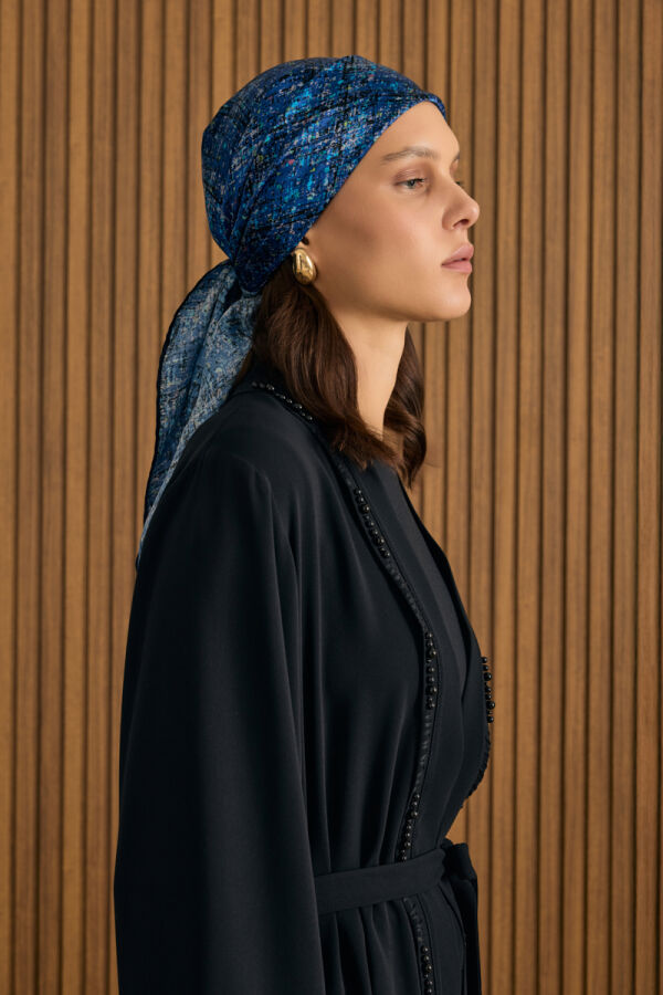 Siyah Boncuk ve İp İşlemeli Kimono - 4