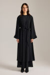 Siyah Boncuk ve İp İşlemeli Kimono - 5