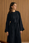 Siyah Boncuk ve İp İşlemeli Kimono - 3
