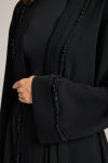 Siyah Boncuk ve İp İşlemeli Kimono - 7