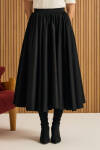 Siyah Büzgülü Kloş Cotton Etek - 3