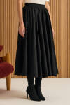 Siyah Büzgülü Kloş Cotton Etek - 4