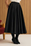 Siyah Büzgülü Kloş Cotton Etek - 5