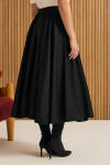 Siyah Büzgülü Kloş Cotton Etek - 6