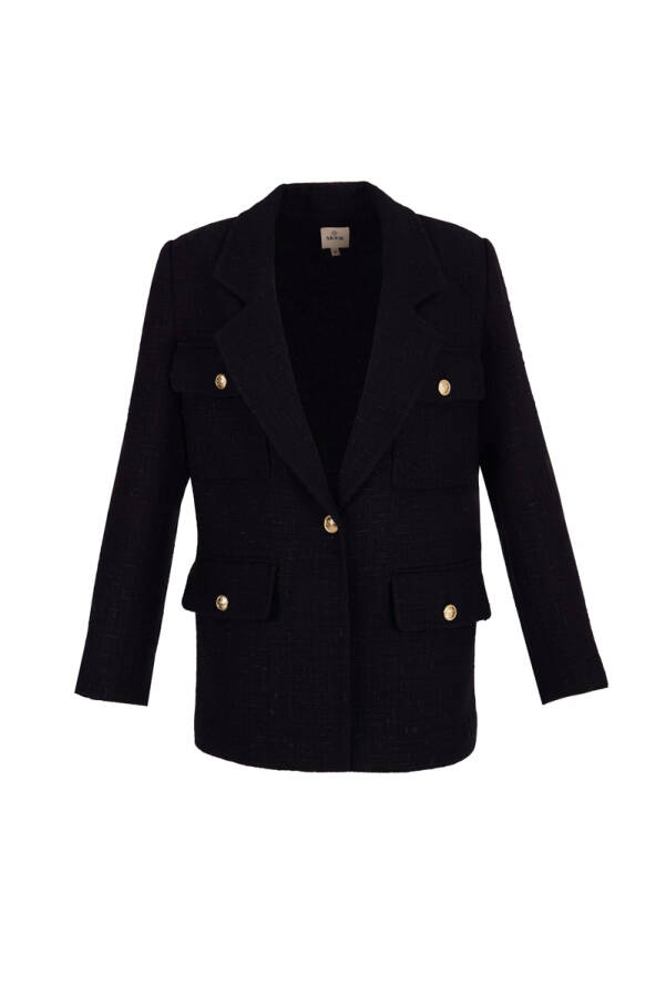 Siyah Cep Detaylı Ceket - Aker