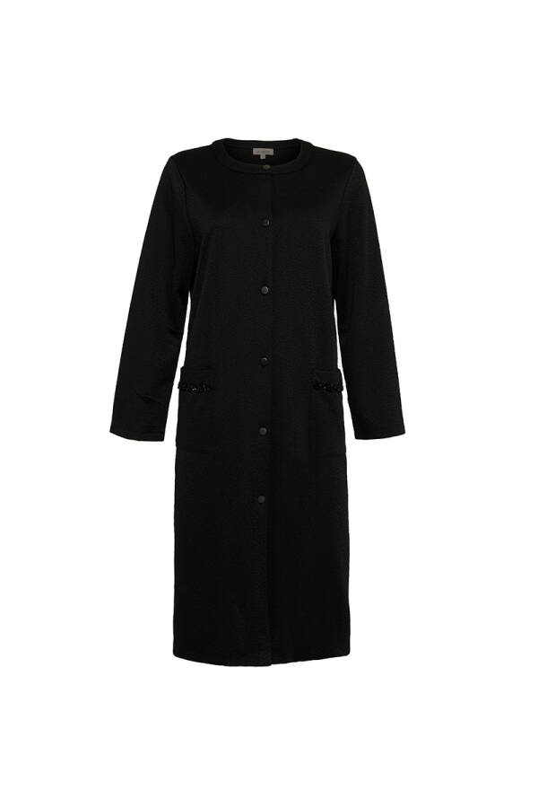 Siyah Cepleri İşleme Detaylı Hırka - Aker