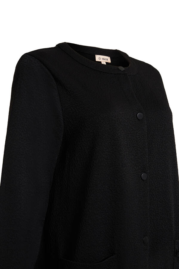 Siyah Cepleri İşleme Detaylı Hırka - Aker (1)