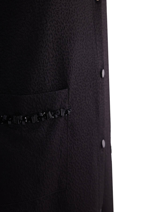 Siyah Cepleri İşleme Detaylı Hırka - Aker (1)