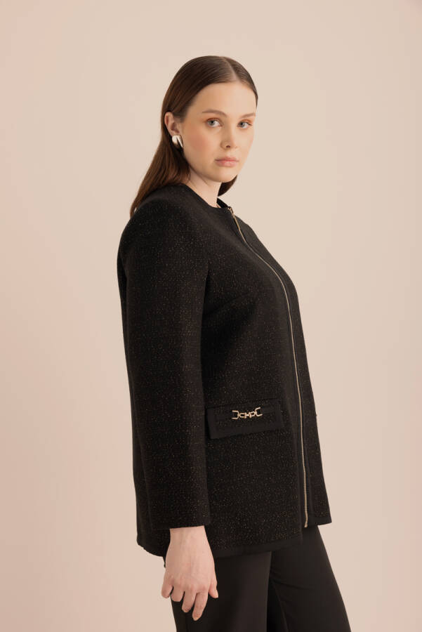 Siyah Cepleri Metalk Toka Detaylı Kap - 4