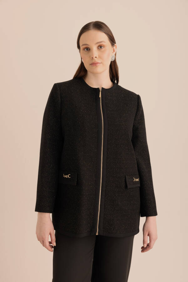 Siyah Cepleri Metalk Toka Detaylı Kap - 1