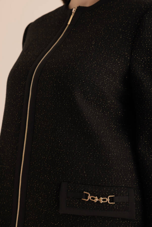 Siyah Cepleri Metalk Toka Detaylı Kap - 3