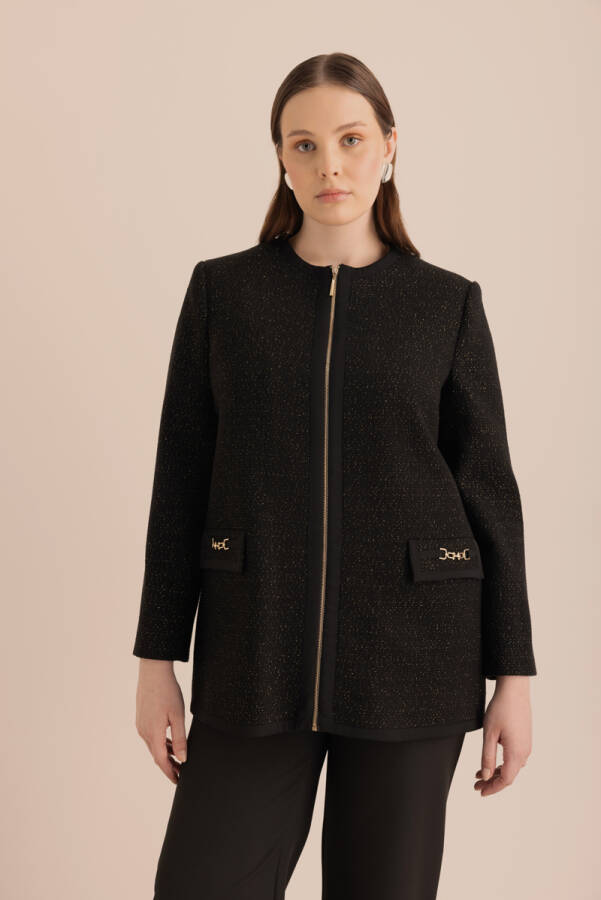 Siyah Cepleri Metalk Toka Detaylı Kap - 5