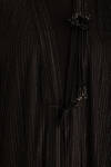 Siyah Çiçek Broş Detaylı Örme Simli Kimono - 5